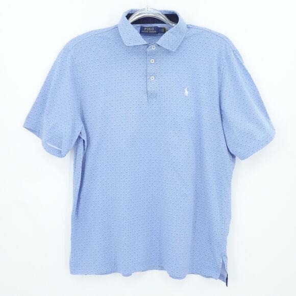 Polo Ralph Lauren Shirt Mens Large Blue Polo RL Pattern Short Sleeve Classic Fit - Picture 1 of 15